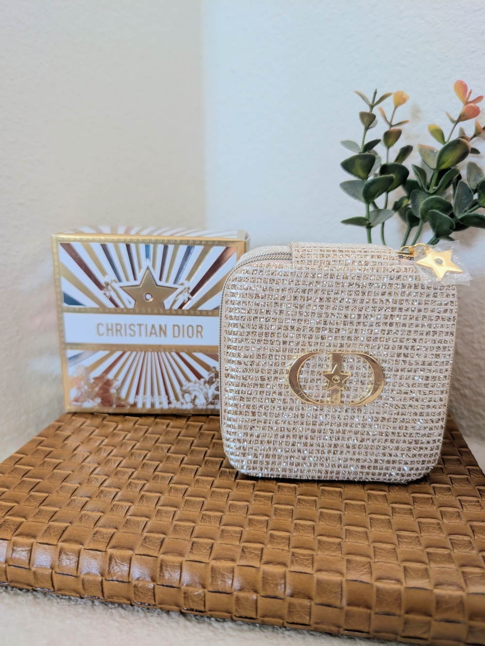 Christian Dior Limited Edition Gold Glittered Square Jewelry Case GWP